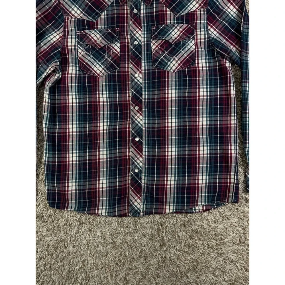True Religion LS Western Down Plaid Shirt Men's Size Large